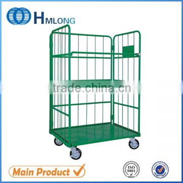 Warehouse storage folding metal trolley with wheels