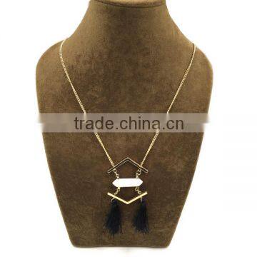 Trendy Jewellery Navy Tassel Howlite Gemstone Boho Statement Fashion Necklace 2016 photo-2