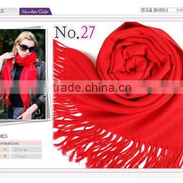 Hot Red Plain Acrylic Scarf With Tassels Wholesale Cheap Pashmina