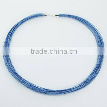 Twelve Strands Of Bundled Blue Cotton Choker Necklace