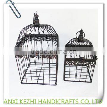 KZ150261 Set of two Wrought Iron Metal Hanging Square Shape Birdcage