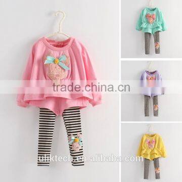 cheap baby girls clothes tops and stripe leggings 4 colors cheap baby girls clothes