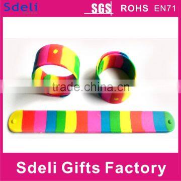 Customized Rainbow promotional snap Silicone Slap wrist band