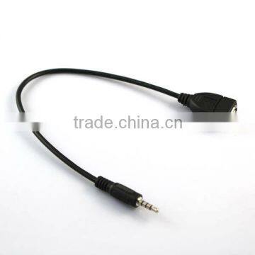 Sync 3.5mm Male Auxiliary Audio Plug Jack to USB 2.0 Female Adapter Cable