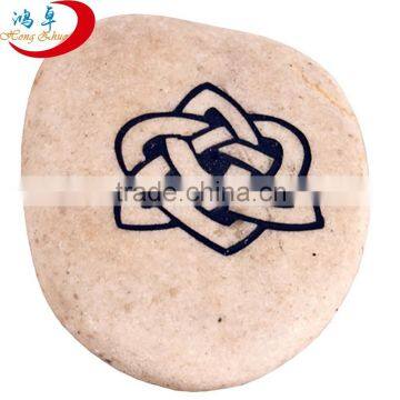 Engraved river stones etched with pagan wiccan symbol desgin,logo rock