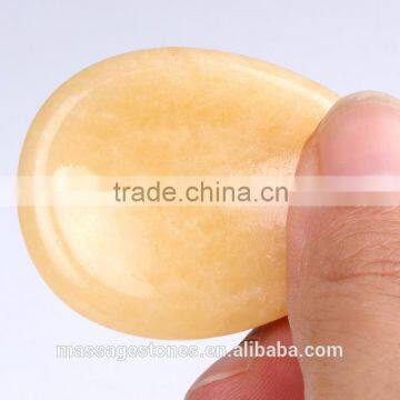 1.7'' Orange Calcite Carved orange gemstone worry stone