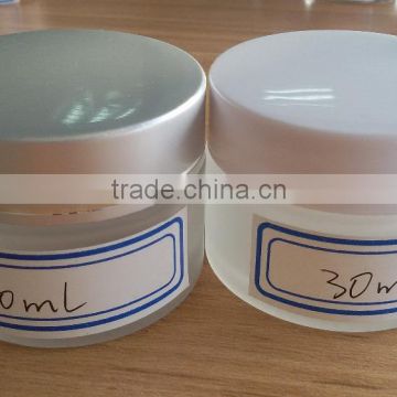 30ml fancy frosted custom made glass jars with different color lids