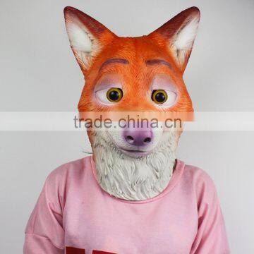 hot sale movie cosplay latex mask Zootopia Fox Nick Wilde Halloween full head animal mask Costume Prop Accessories