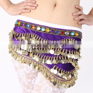 Colorful Diamond and Coins belly dance tribal hip scarf