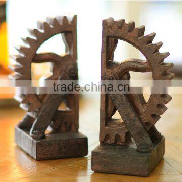 High-end home ornaments antique color resin gear shape bookends