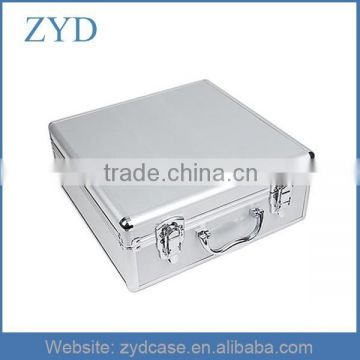 Portable silver metal aluminum briefcase tool box, 34 x 33 x 15cm