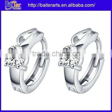 China Supplier Wholesale CZ Diamond 925 Sterling Silver Wide Silver Hoop Earrings