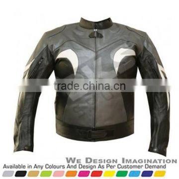 Latest Black and Gray Design Leather Motor Bike Jackets