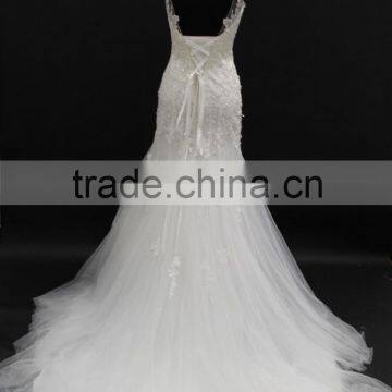 Best Selling Wedding Gown Sexy Low Back Lace up Back Sleeveless Mermaid Wedding Dress photo-6