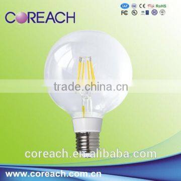 Hot sale All glass no plastic 2700k-6000KWW NW CW 4w dimmable led filament bulb light e27 G125base lowest price $5.3/pcCoreach