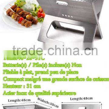 Smokeless Stainless Steel NOTE GRILL Barbecue cdb ,Barbecue charbon Inox Pliable portable charbon