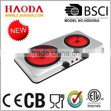 Electric Double Infrared Ceramic cooker and hotplate- two burners