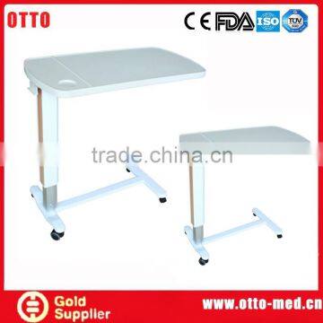 Adjustable plastic white medical bedside table