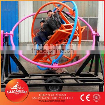 Portable playground amusement rides human gyroscope with trailer