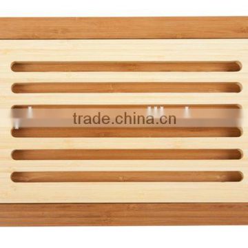 Bamboo Bread Cutting Board with Crumb Catcher 14.5 x 9.4 x 1.3inch eco-friendly bamboo bread slicer