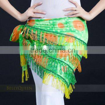 SWEGAL SGBDD130032 1COLOR green belly dance hip scarf single tassel belt