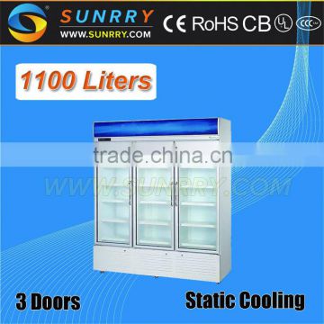 Beverage Cooler Display Cabinet Showcase Three Doors 1100L (SY-BC650C SUNRRY)