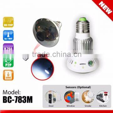 BC-783M WiFi Mirror Cover Bulb hidden Camera HD720P with White Light and Remote Control