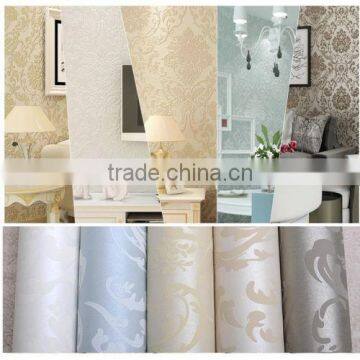 10M Embossed Metallic Damask Feature Flocked Non-woven Wallpaper Roll Bedroom