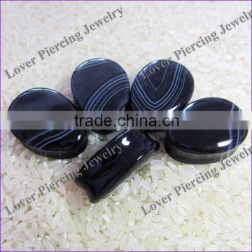 Popular Design Black Strip Agate Natural Stone Custom Made Ear Plugs [SE-T262]