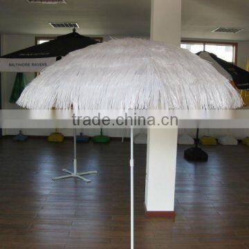 Fancy Hawaii straw/thatch solar beach umbrella with tassels