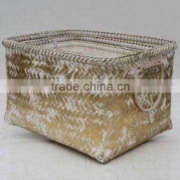 New Metalic Bamboo Basket For Storage And Home Decoration photo-2