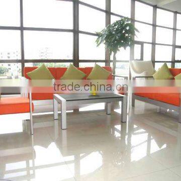 Plastic garden outdoor furniture sofa set, anodized aluminum brushed sofa furniture