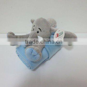 JM8438-2 plush toy elephant with children blanket