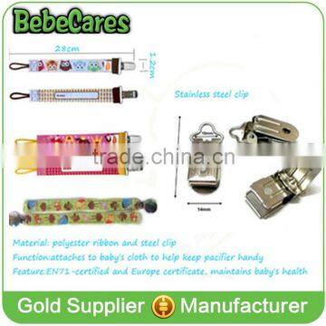 Personality baby pacifier clip holder ribbon handmade funny pacifier clip