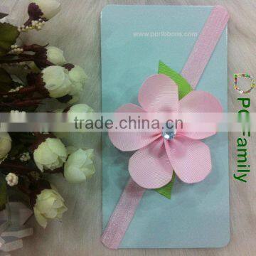 Pink Flower Fold Over Elastic Headband