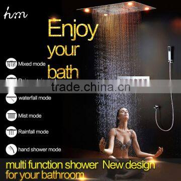 Newest Embeded Ceiling Mounted Rainfall Showerhead Faucet Shower Set, 304sus Multiple Function LED Mixer Shower Faucet photo-4