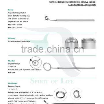 Henderson Limbal Relaxing Incision Marker, McDonald & Bores Optic Zone Marker, Strauss Corneal Marker, Anis Radial Marker