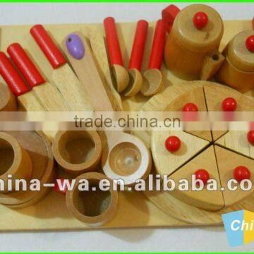 wood kitchen tableware sets toy for children pretend play