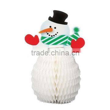 Christmas Party Happy SNOWMAN Paper Honeycomb Character Table Decoration