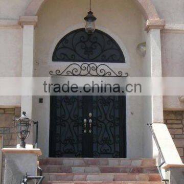 Wrougt iron doors made in china,house double entry doors design