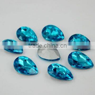 top quality dk.aqumarine tear drop shape 8x13mm sewing stones for clothing