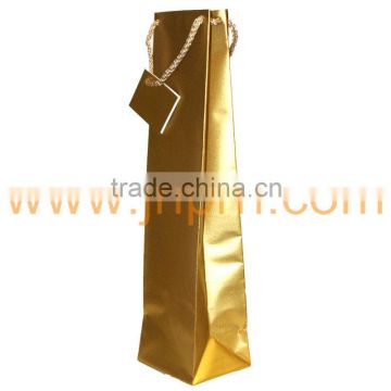 Luxury handmade matt gold bottle gift bag with rope&tag