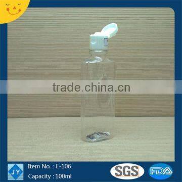 100ml 3oz Flat Clear Pet Plastic Bottles for Shampoo Cosmetic Products Cream Conditioner Packaging