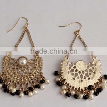 2016 gold plated tassel jewelry earrings on sale, fashion pearl earring with tassel