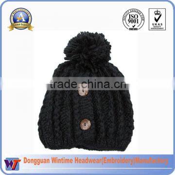 Unisex Knitted Hat Winter Hat Type knit beanie cap with fur pom pom