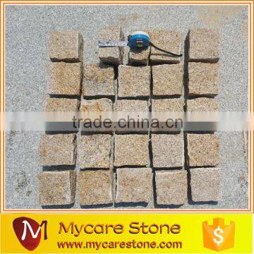 Natural split paving stone golden yellow g682 cobble stone