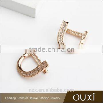 OUXI 2016 top quality hot-sell AAA zircon D letter 18k gold plated earring 21378