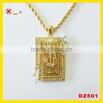 24k gold dubai jewelry set crystal pendant necklace men