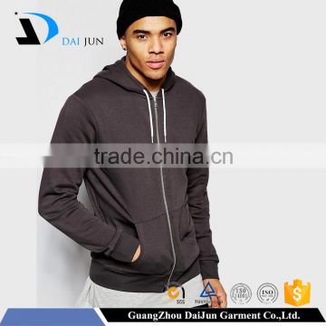 Promotion full zip with string 100% cotton with hood and pocket brown high quality man fancy hoodie