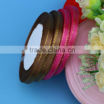 Low price supplier goods quality golden edges ribbon for gift ribbon bow decorative